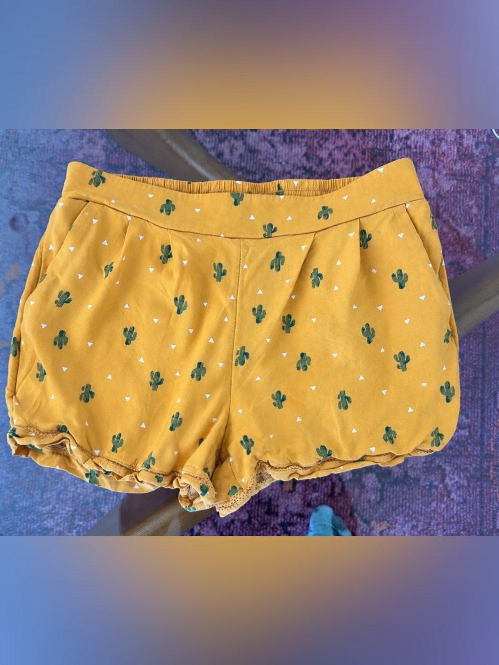Apt. 9 Mustard Yellow Cactus Print High Rise Shorts Size M